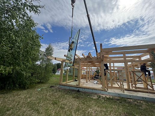 Установка стеклопакетов фахверк Аргази
